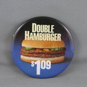 Vintage McDonalds Pin - Double Hamburger 1.09 - Celluloid Pin